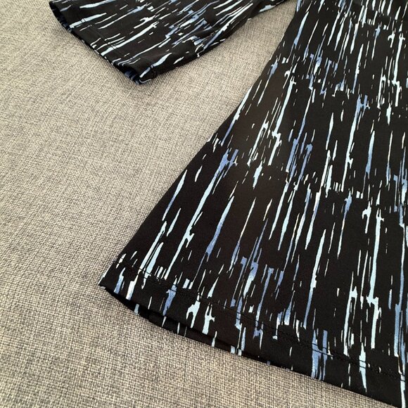 Liz Claiborne Blouse V-Neckline Top Medium Stretchy Black Blue Long Sleeve - Picture 4 of 11